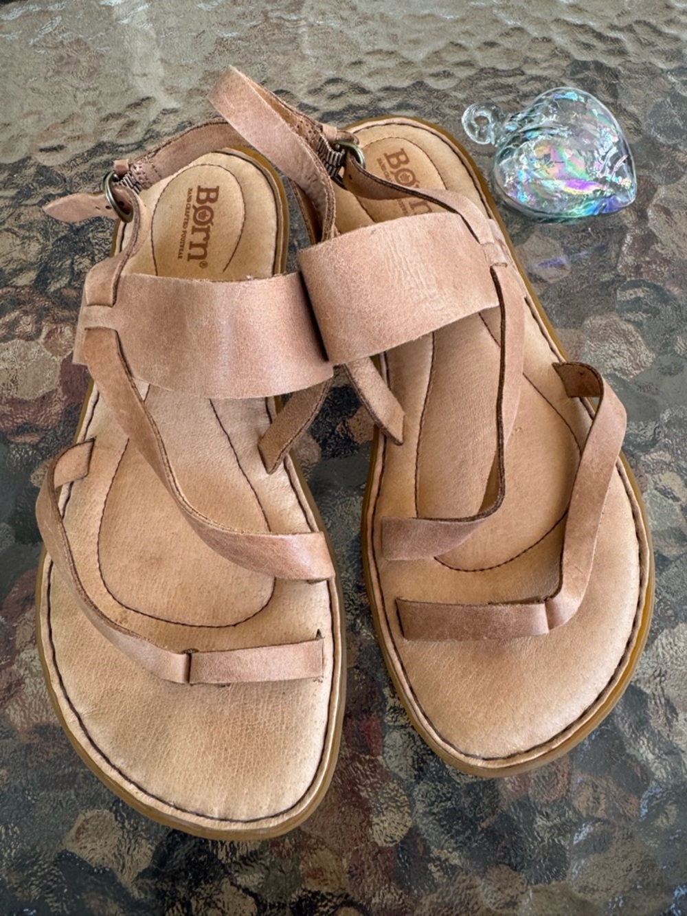 BORN Favignana Tan Leather Strappy Sandals Shoes Women's US 8